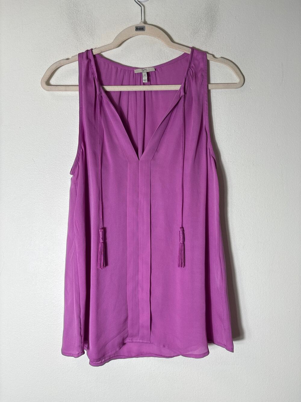 Joie Mauve Pink Tassle Tie Sleeveless Top Sz M